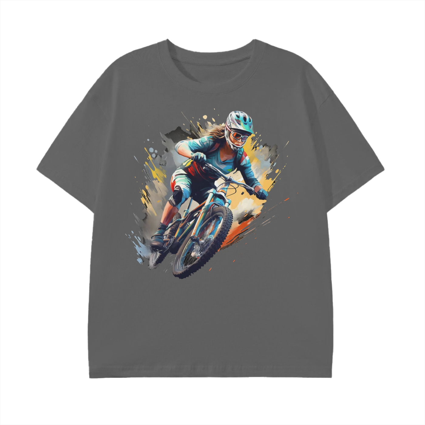MTB Mayhem T-Shirt – 100% Cotton – Loose Fit – Unisex Streetwear with Full-Throttle Rider Graphic