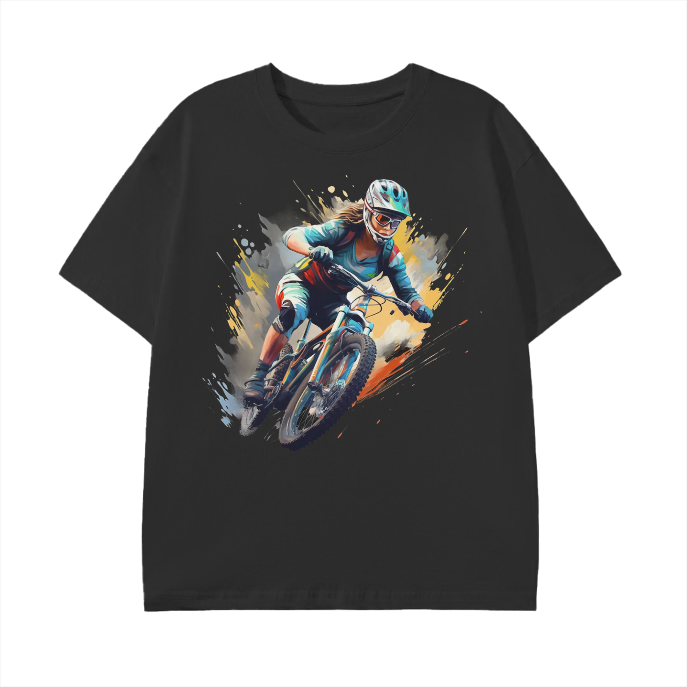 MTB Mayhem T-Shirt – 100% Cotton – Loose Fit – Unisex Streetwear with Full-Throttle Rider Graphic