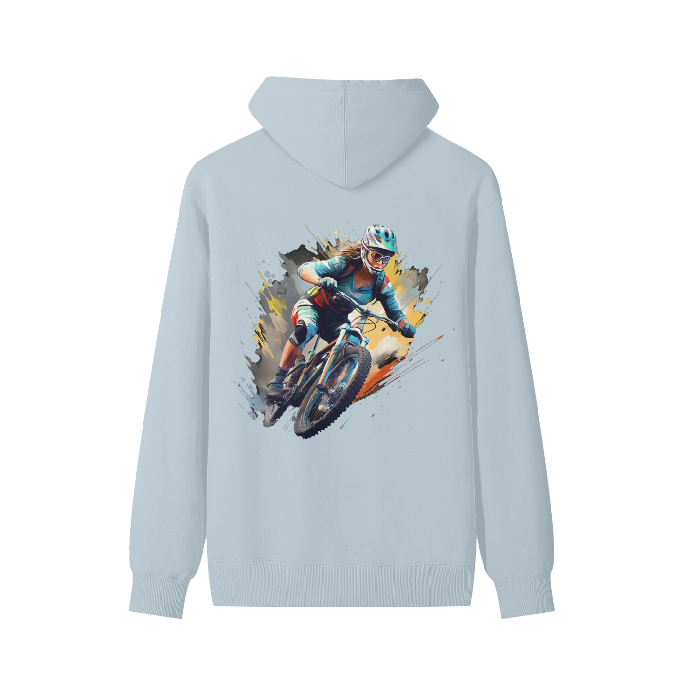 Unisex Mountain Bike Hoodie – 100% Cotton – Loose Fit – Bold MTB Rider Graphic