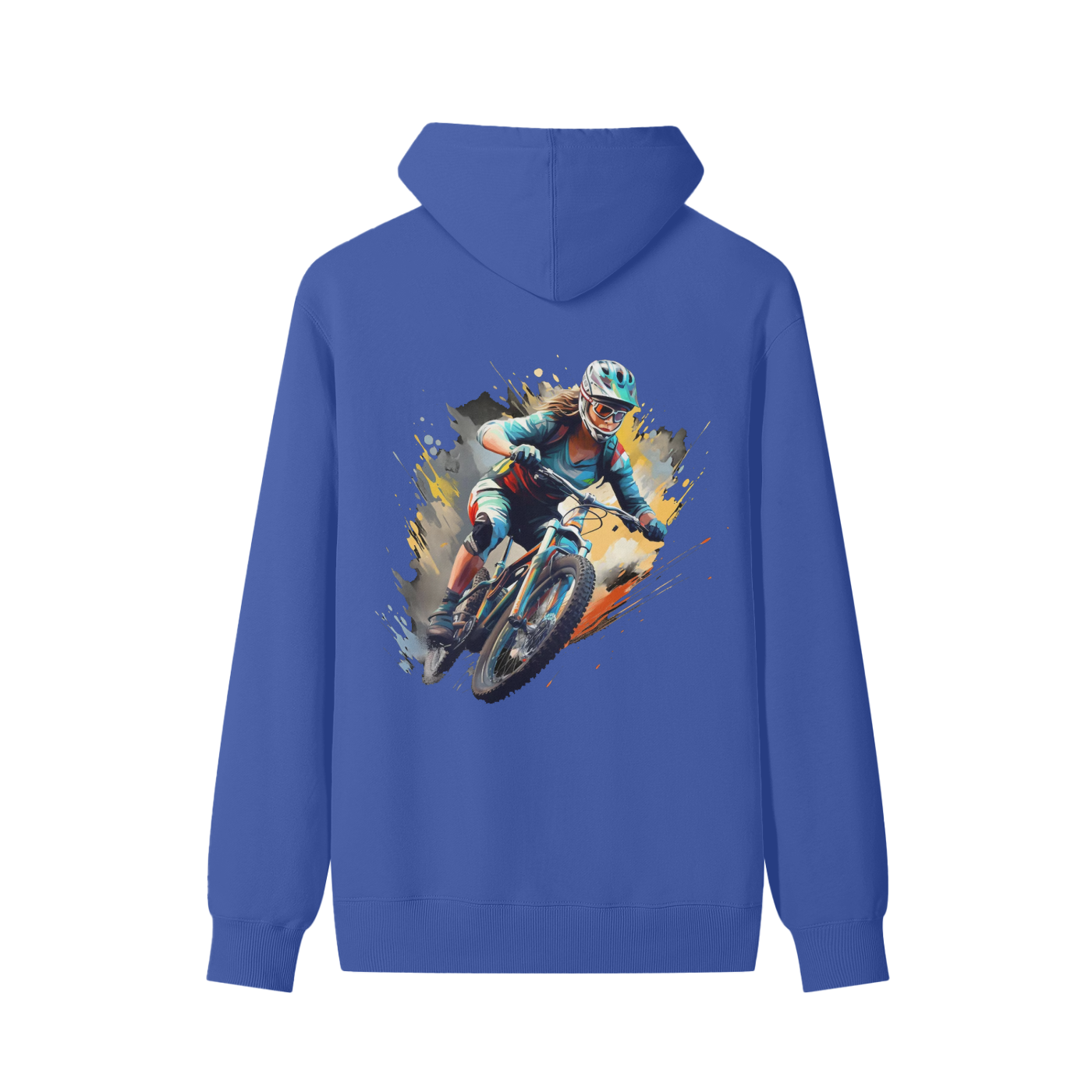 Unisex Mountain Bike Hoodie – 100% Cotton – Loose Fit – Bold MTB Rider Graphic