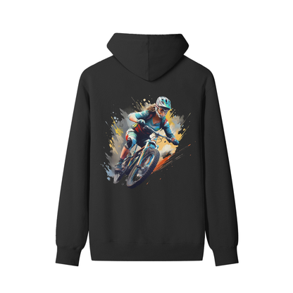 Unisex Mountain Bike Hoodie – 100% Cotton – Loose Fit – Bold MTB Rider Graphic
