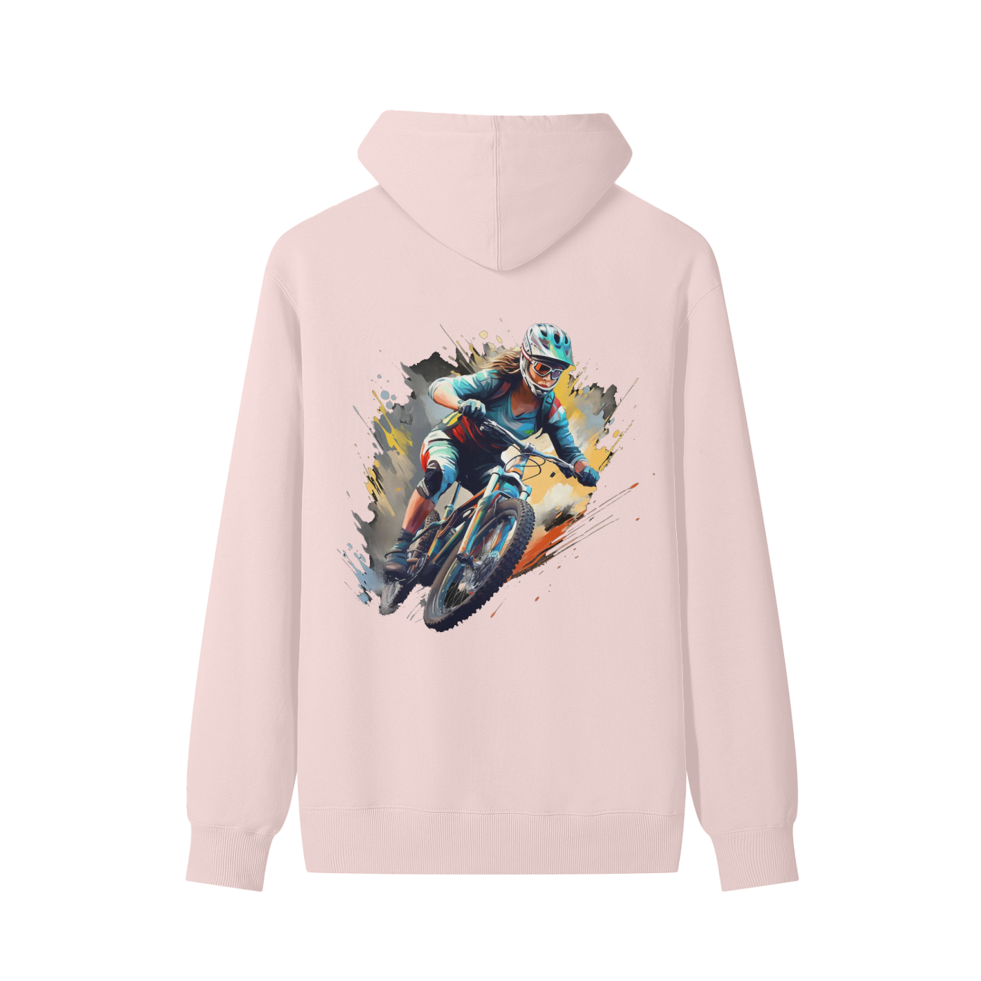 Unisex Mountain Bike Hoodie – 100% Cotton – Loose Fit – Bold MTB Rider Graphic